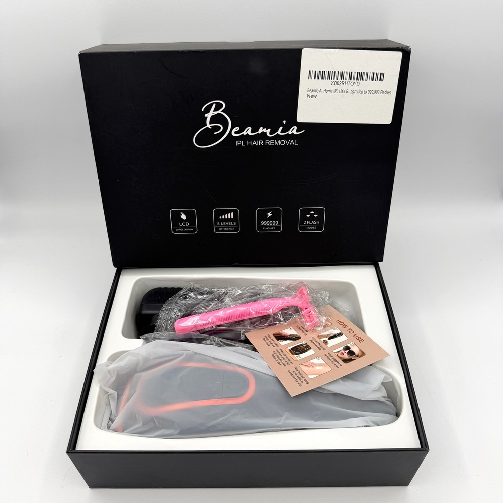 Beamia IPL Hair Removal System Upgraded Flashes LCD 5 Levels Black Rose Gold